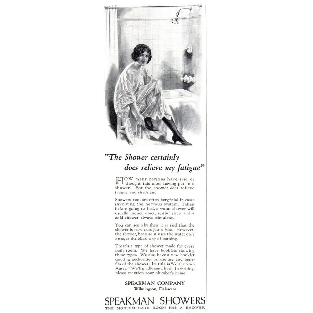 1924 Speakman Showers Showerhead Vintage Print Ad Woman Undressing Wall Art